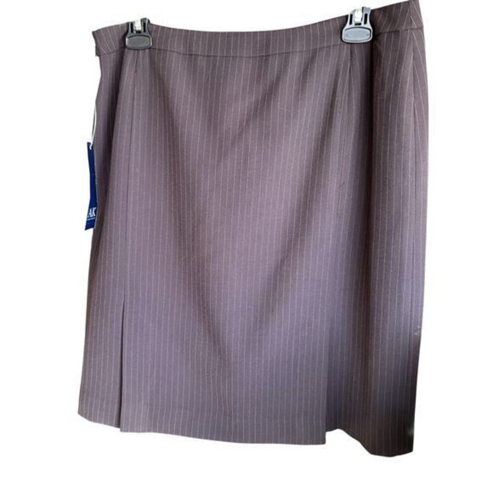 AK Anne Klein Brown pinstripe kick pencil skirt office siren petite NWT Sz 12P
